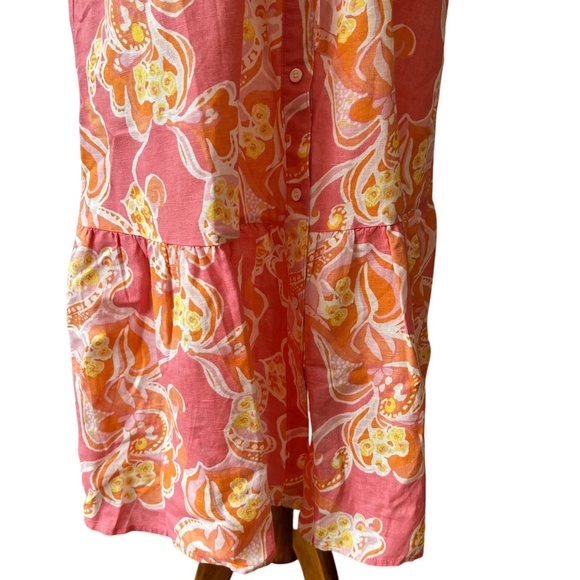 J MCLAUGHLIN FOLEY MIDI DRESS NWT S LINEN COTTON TRINIDAD ABSTRACT PARTY SUMMER - Picture 4 of 12